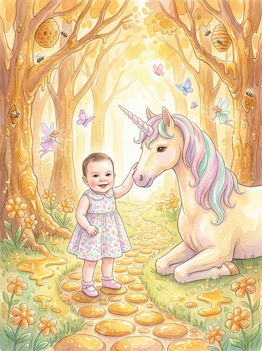 Página aberta de um livro infantil personalizado com a criança como protagonista